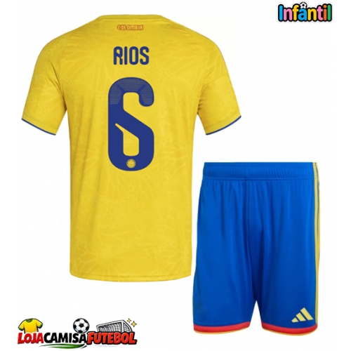 Camisa de Futebol Colômbia Richard Rios #6 Equipamento Principal Infantil Mundo 2026 Manga Curta (+ Calças curtas)